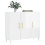 Credenza Bianco Lucido 90x34x80 cm in Legno Multistrato