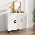 Credenza Bianco Lucido 90x34x80 cm in Legno Multistrato