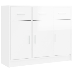 Credenza Bianco Lucido 91x28x75 cm in Legno Multistrato