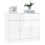 Credenza Bianco Lucido 91x28x75 cm in Legno Multistrato