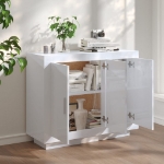 Credenza Bianco Lucido 92x35x75 cm in Legno Compensato