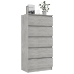 Credenza Cassetti Grigio Cemento 60x35x121 cm Legno Multistrato