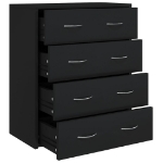 Credenza con 4 Cassetti 60x30,5x71 cm Nera