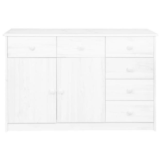 Credenza con 6 Cassetti 113x35x73 cm in Pino Massello Bianco