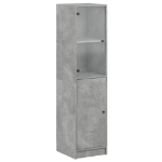 Credenza con Anta in Vetro Grigio Cemento 35x37x142 cm