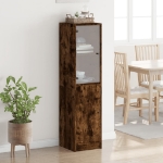 Credenza con Anta in Vetro Rovere Fumo 35x37x142 cm