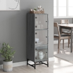 Credenza con Ante in Vetro Grigio Sonoma 35x37x120 cm