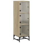 Credenza con Ante in Vetro Rovere Sonoma 35x37x120 cm