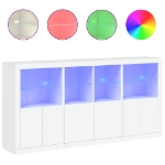 Credenza con Luci LED Bianca 202x37x100 cm