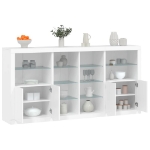 Credenza con Luci LED Bianca 202x37x100 cm