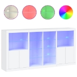 Credenza con Luci LED Bianca 202x37x100 cm