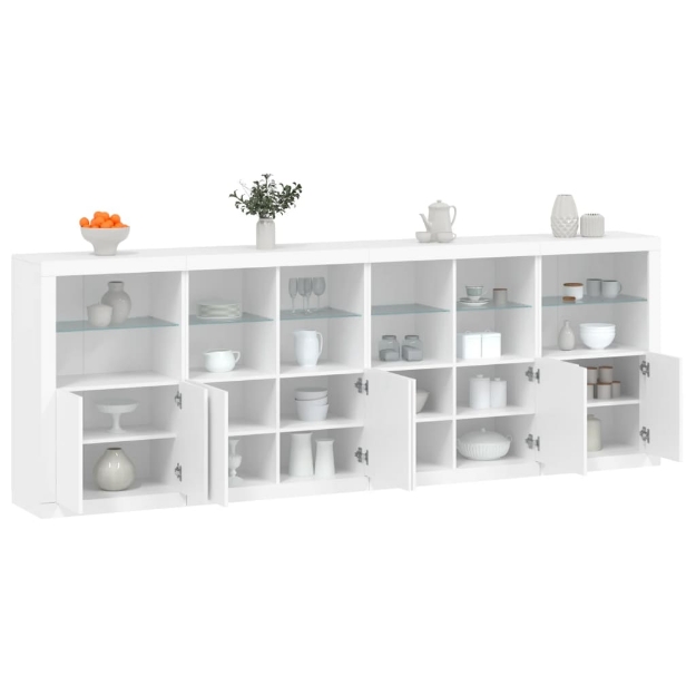 Credenza con Luci LED Bianca 283x37x100 cm