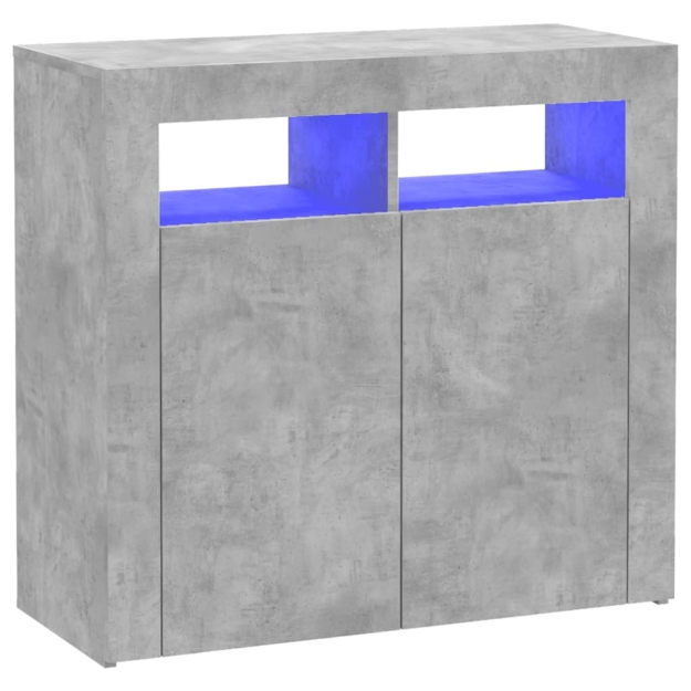 Credenza con Luci LED Grigio Cemento 80x35x75 cm