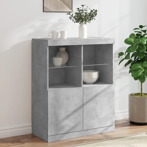 Credenza con Luci LED Grigio Cemento 81x37x100 cm