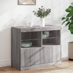 Credenza con Luci LED Grigio Sonoma 81x37x67 cm