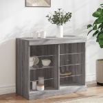 Credenza con Luci LED Grigio Sonoma 81x37x67 cm