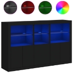 Credenza con Luci LED Nera 162x37x100 cm