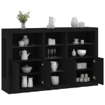 Credenza con Luci LED Nera 162x37x100 cm