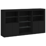 Credenza con Luci LED Nera 181,5x37x100 cm