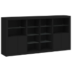 Credenza con Luci LED Nera 202x37x100 cm