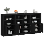 Credenza con Luci LED Nera 202x37x100 cm