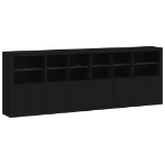 Credenza con Luci LED Nera 283x37x100 cm