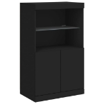 Credenza con Luci LED Nera 60,5x37x100 cm