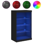 Credenza con Luci LED Nera 60,5x37x100 cm