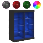 Credenza con Luci LED Nera 81x37x100 cm