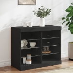 Credenza con Luci LED Nera 81x37x67 cm