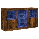 Credenza con Luci LED Rovere Fumo 123x37x67 cm