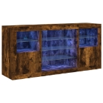 Credenza con Luci LED Rovere Fumo 142,5x37x67 cm