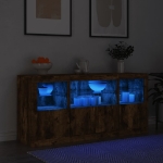 Credenza con Luci LED Rovere Fumo 142,5x37x67 cm