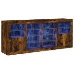 Credenza con Luci LED Rovere Fumo 163x37x67 cm