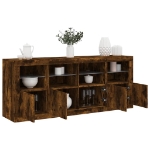 Credenza con Luci LED Rovere Fumo 163x37x67 cm