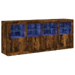 Credenza con Luci LED Rovere Fumo 163x37x67 cm