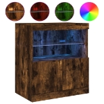 Credenza con Luci LED Rovere Fumo 60x37x67 cm