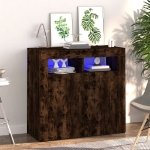 Credenza con Luci LED Rovere Fumo 80x35x75 cm