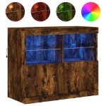 Credenza con Luci LED Rovere Fumo 81x37x67 cm