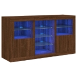 Credenza con Luci LED Rovere Marrone 123x37x67 cm