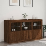 Credenza con Luci LED Rovere Marrone 123x37x67 cm