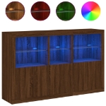 Credenza con Luci LED Rovere Marrone 162x37x100 cm