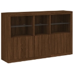 Credenza con Luci LED Rovere Marrone 162x37x100 cm