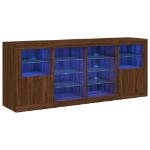 Credenza con Luci LED Rovere Marrone 163x37x67 cm