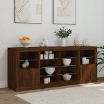 Credenza con Luci LED Rovere Marrone 163x37x67 cm