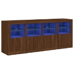 Credenza con Luci LED Rovere Marrone 163x37x67 cm