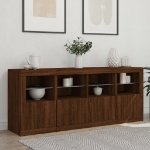 Credenza con Luci LED Rovere Marrone 163x37x67 cm