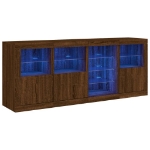 Credenza con Luci LED Rovere Marrone 164x37x67 cm