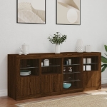 Credenza con Luci LED Rovere Marrone 164x37x67 cm