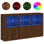 Credenza con Luci LED Rovere Marrone 181,5x37x100 cm